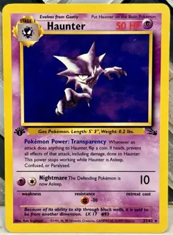 Pokemon TCG 1st Edition Haunter Non Holo Rare. 21/62 Fossil 1999 WOTC. MP - Image 1