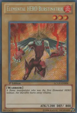 Yugioh! LP Elemental HERO Burstinatrix - LCGX-EN004 - Secret Rare - Unlimited Ed - Image 1