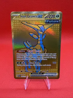 Pokemon Prismatic Evolutions Iron Leaves EX Card 176/131 Gold Hyper Rare - Image 1