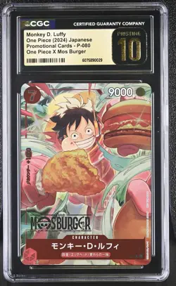 2024 ONE PIECE JPN MOS BURGER PROMO CARDS #P-080 MONKEY D. LUFFY CGC 10 PRISTINE - Image 1