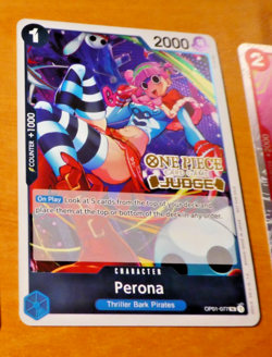 ONE PIECE ENGLISH CARD HOLO JUDGE GAME CARTE Perona OP01-077 MINT - Image 1