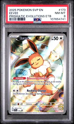 2025 POKEMON SVP EN-SV BLACK STAR PROMO #173 EEVEE PSA 8 - Image 1