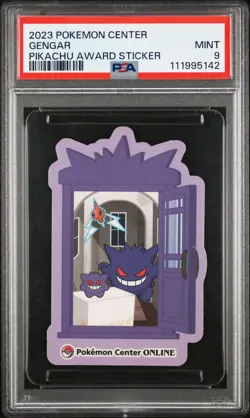 2023 POKEMON CENTER PIKACHU AWARD DELIVERY! STICKER GENGAR PSA 9 - Image 1