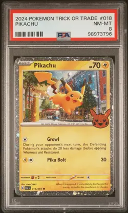 2024 POKEMON TRICK OR TRADE #018 PIKACHU PSA 8 - Image 1