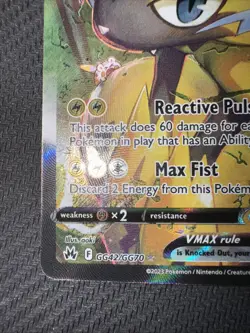 Pokemon TCG Zeraora VMAX GG42/GG70 Full Art Crown Zenith: Galarian Gallery NM/M - Image 5
