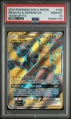 2019 Pokemon Sun & Moon Pikachu & Zekrom GX Tag Team Up #162 PSA 10 Gem Mint - Image 1