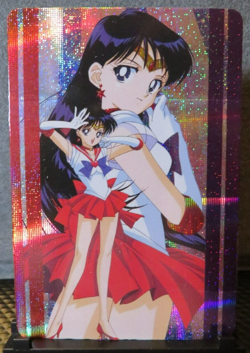 Rei Hino Sailor Moon Art Card Shiny Holo Glitter NM CCG Collectible Mars Anime - Image 2
