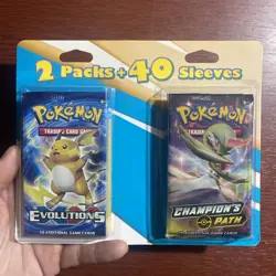 RARE Pokemon Cards 2 Packs + 40 Sleeves Evolutions & Championship Path Packs B - Image 1