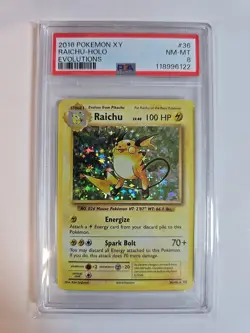 Pokemon XY Evolutions Raichu Holo Card #36/108 2016 PSA 8 - Image 1