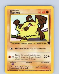 Pokemon TCG Mankey Team Rocket 61/82 Unlimited Regular Common Card WOTC LP-NM - Image 1