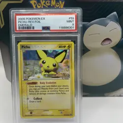 PSA 9 Pichu 59/106 Mint Reverse Holo Rare Stamped Pokemon Card EX Emerald - Image 1