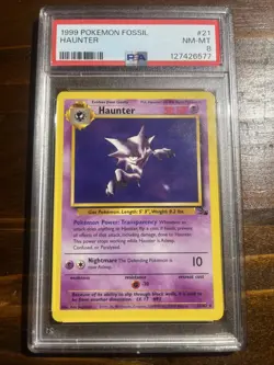 Pokemon TCG 1999 Fossil Unlimited PSA 8 Haunter Non Hollow - Image 1