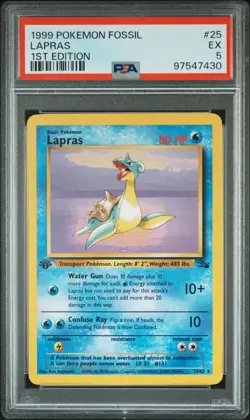 1999 POKEMON FOSSIL 1ST EDITION #25 LAPRAS PSA 5 - Image 1