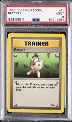 1999 POKEMON FOSSIL #61 RECYCLE PSA 9 - Image 1