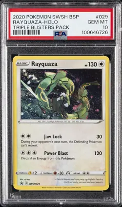 2020 POKEMON SWSH BLACK STAR PROMO TRIPLE BLISTERS PACK RAYQUAZA-HOLO PSA 10 - Image 1
