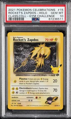 2021 POKEMON CELEBRATIONS CLASSIC COLL #15 ROCKET'S ZAPDOS-HOLO PSA 10 - Image 1