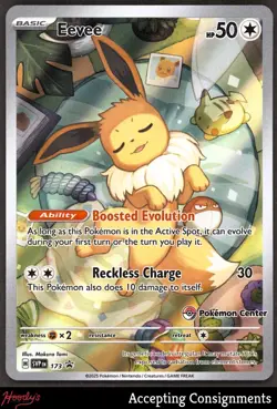 2025 Pokemon S&V Black Star Promos Eevee POKEMON CENTER STAMP - Image 1