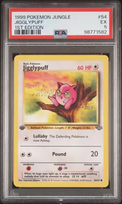 1999 POKEMON JUNGLE 1ST EDITION #54 JIGGLYPUFF PSA 5 - Image 1