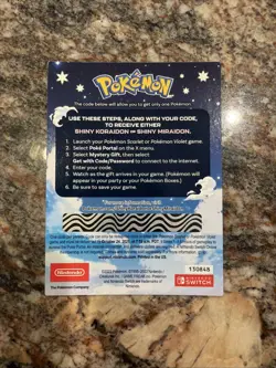 Shiny Koraidon or Miraidon Pokemon Scarlet Violet Code Card - Gamestop - Image 2