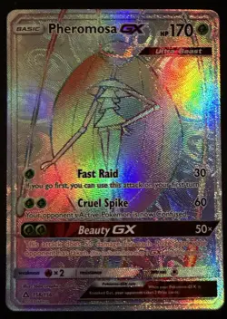 POKEMON PHEROMOSA GX 158/156 SUN & MOON ULTRA PRISM SECRET RARE RAINBOW NM/Mint - Image 1