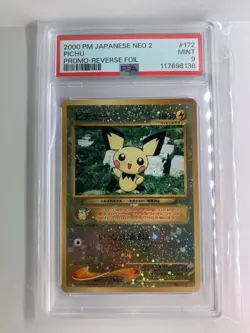 Pokemon TCG Neo Premium File 2 Pichu No.172 Promo Reverse Holo PSA 9 - Image 1