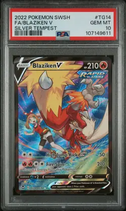 2022 POKEMON SWORD & SHIELD SILVER TEMPEST #TG14 FULL ART/BLAZIKEN V PSA 10 - Image 1