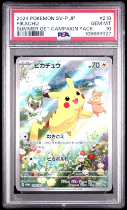 2024 POKEMON JAPANESE SV-P PROMO SUMMER OF POKECA IS HERE! #218 PIKACHU PSA 10 - Image 1