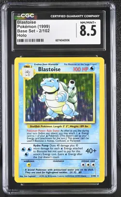 CGC 8.5 Blastoise 1999 Base Set 2/102 Holo Pokemon Card - Image 1