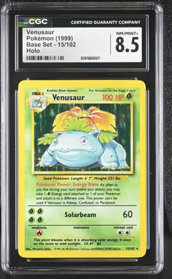 CGC 8.5 Venusaur 1999 Base Set 15/102 Holo Pokemon Card - Image 1
