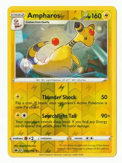 (ERROR CARD CRIMP MISCUT) Ampharos 049/198 Reverse Holo Pokemon Chilling Reign - Image 1