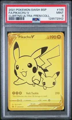 Pikachu V SWSH145 Sword & Shield Promo Cards Holo - Celebrations Promo UPC PSA 9 - Image 1
