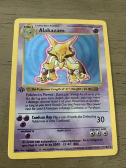 1999 Pokemon Alakazam 1st Edition Shadowless Holo Card 1/102 - Image 1