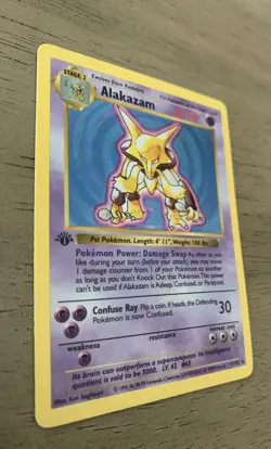 1999 Pokemon Alakazam 1st Edition Shadowless Holo Card 1/102 - Image 2