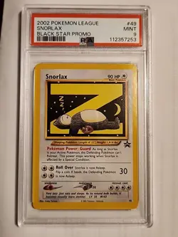 PSA 9 MINT Pokemon League Snorlax Z # 49 WOTC Black Star Promo Card 2002 - Image 1