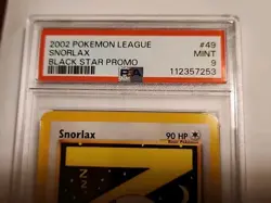 PSA 9 MINT Pokemon League Snorlax Z # 49 WOTC Black Star Promo Card 2002 - Image 2