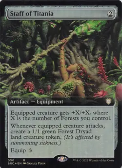 Staff of Titania (Extended Art) Brothers' War Foil Rare #50 NM MTG - Image 1