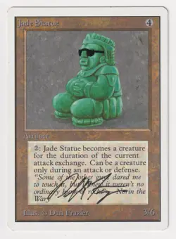 Signed Altered Sketch Jade Statue MP Unlimited Artist Dan Frazier 1993 MTG Magic - Image 1