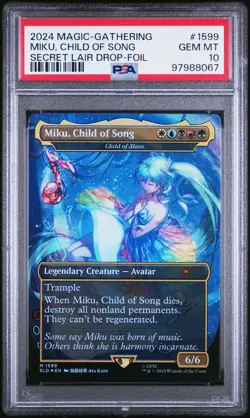 2024 MTG SECRET LAIR DROP FOIL #1599 MIKU, CHILD OF SONG PSA 10 - Image 1