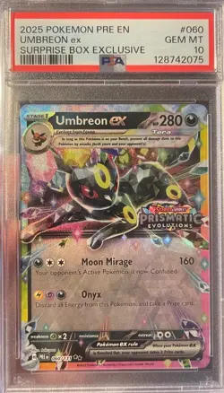 2025 Pokemon Umbreon Ex Surprise Box 060/131 Prismatic Evolutions Stamp - PSA 10 - Image 1