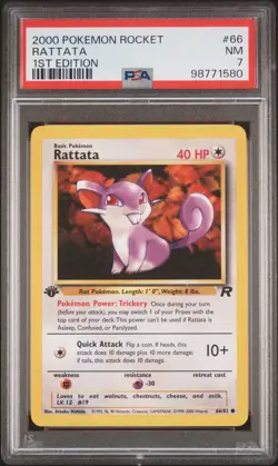 2000 POKEMON ROCKET 1ST EDITION #66 RATTATA PSA 7 - Image 1