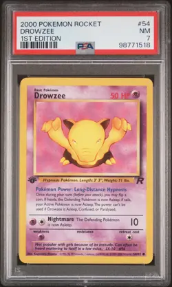 2000 POKEMON ROCKET 1ST EDITION #54 DROWZEE PSA 7 - Image 1