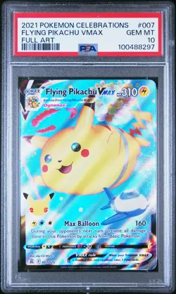 2021 POKEMON CELEBRATIONS #007 FULL ART/FLYING PIKACHU VMAX PSA 10 - Image 1