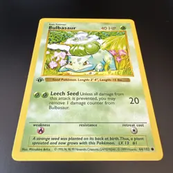 1999 Pokemon WOTC Base Set Bulbasaur 1st Edition Shadowless 44/102 MINT NM - Image 2