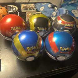 Pokemon PokeBall Tin Lot Of 5 Sealed - 3 TCG Booster Packs Per Tin (H24) - Image 1