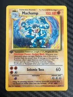 Pokemon TCG Machamp 8/102 Holo 1st Edition Base Set MP - Image 1