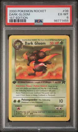 2000 POKEMON ROCKET 1ST EDITION #36 DARK GLOOM PSA 6 - Image 1