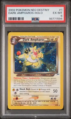 2002 POKEMON NEO DESTINY #1 DARK AMPHAROS-HOLO PSA 6 - Image 1