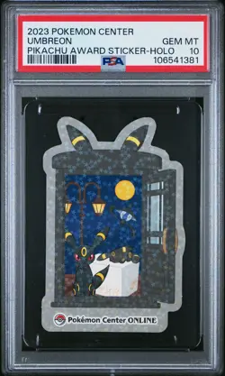 2023 POKEMON CENTER PIKACHU AWARD DELIVERY! STICKER HOLO UMBREON PSA 10 - Image 1