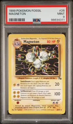 1999 POKEMON FOSSIL #26 MAGNETON PSA 9 - Image 1