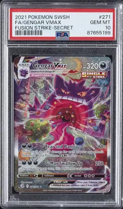 2021 POKEMON SWORD & SHIELD FUSION STRIKE SECRET FULL ART/GENGAR VMAX PSA 10 - Image 1